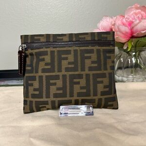 Fendi FF Monogram Canvas Flat Pouch Front Zip